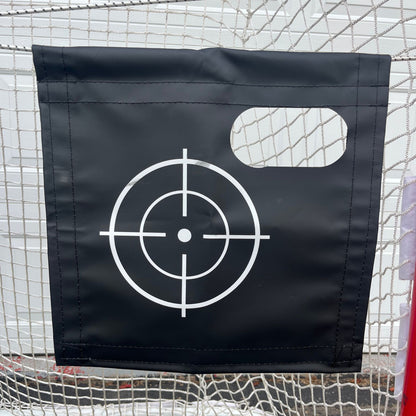 Adjustable right hockey shooting target for hockey shooting drills