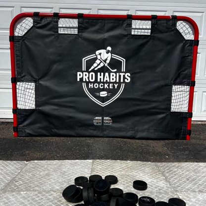 Pro Habits Hockey Shooting Tarp with a shooting pad for year-round hockey shooting practice