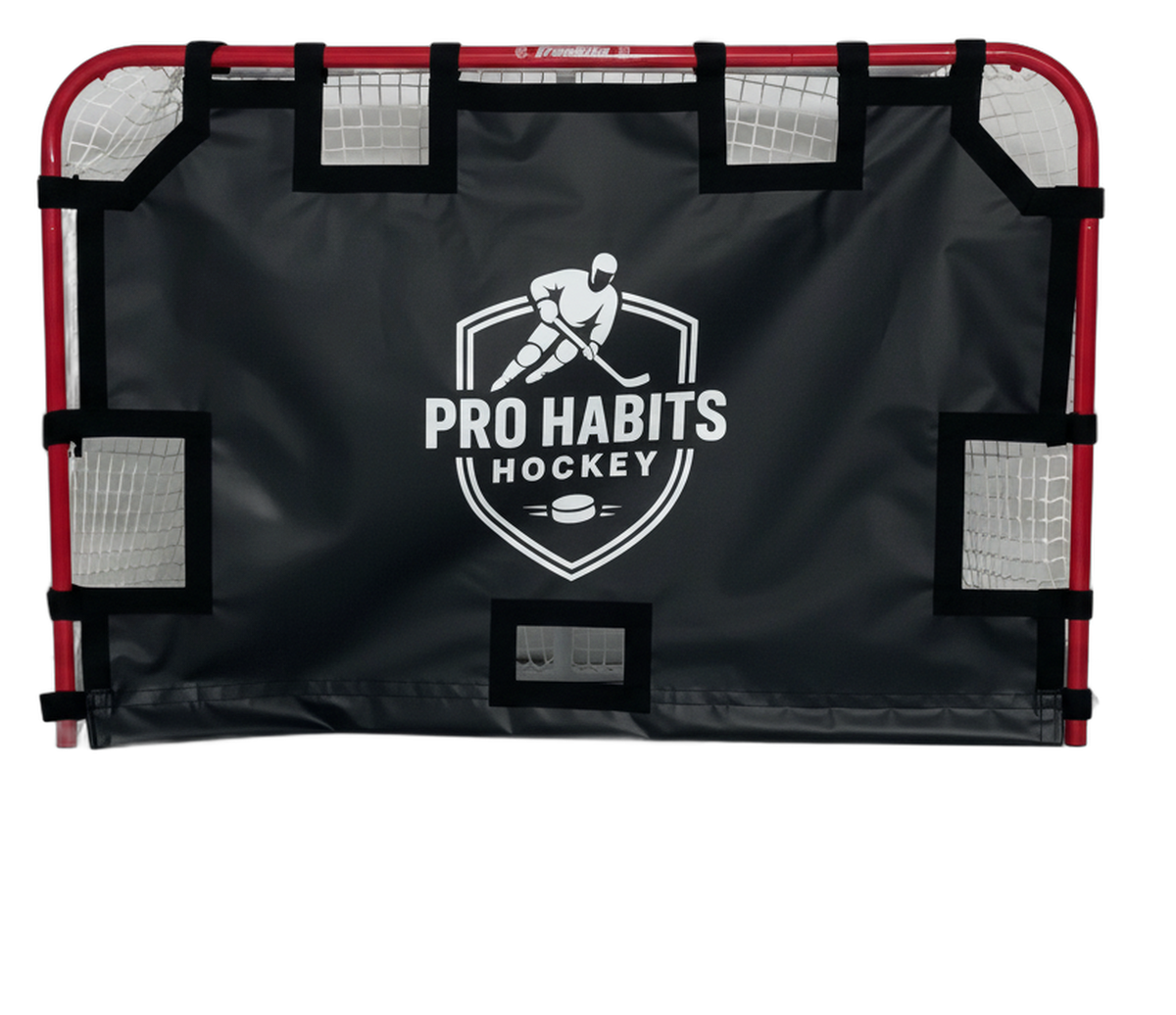 Pro Habits Hockey Heavy Duty Shooting Tarp on a hockey net